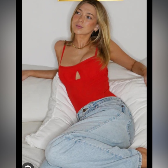 NWT Under The Wire Bodysuit In Blood Orange - Picture 2 of 5